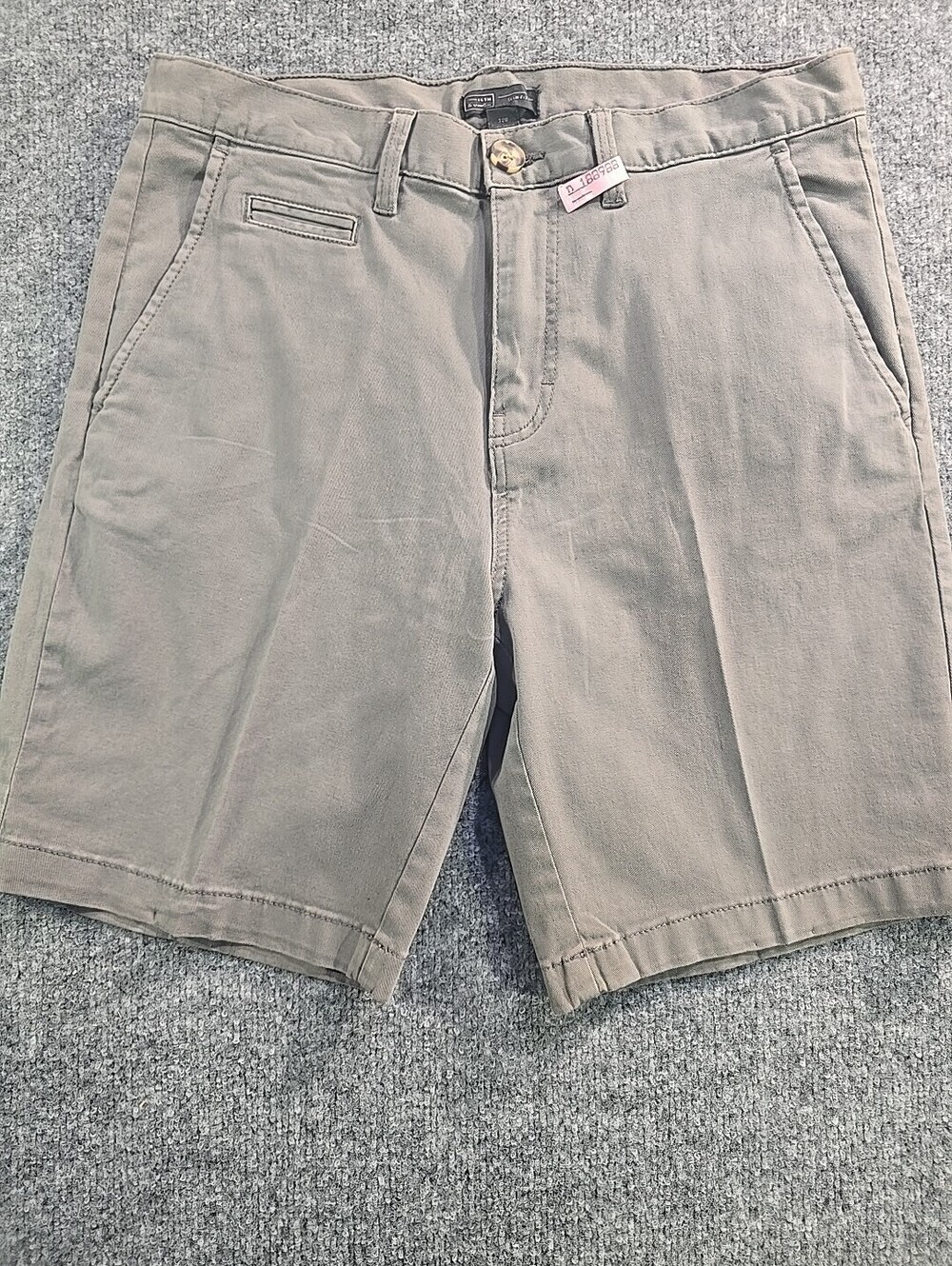 14th & and Union Mens Slim Fit Stretch Grey Chino Shorts 32W Slash Pockets